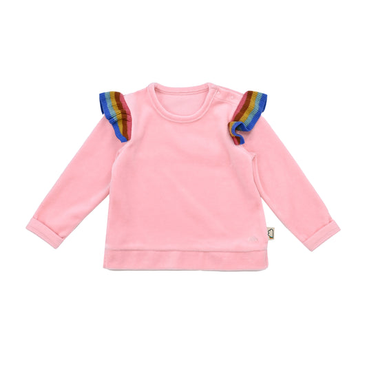 BABY RAINBOW TRIM LONG-SLEEVES SPORTS TWIN SETS