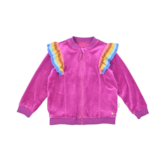 KIDS RAINBOW TRIM LONG-SLEEVES ZIPPED JACKET