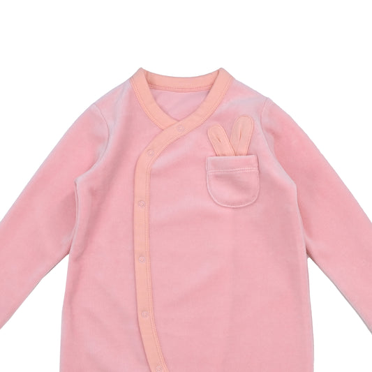BABY VELOUR RABBIT LONG-SLEEVES PLAYSUIT