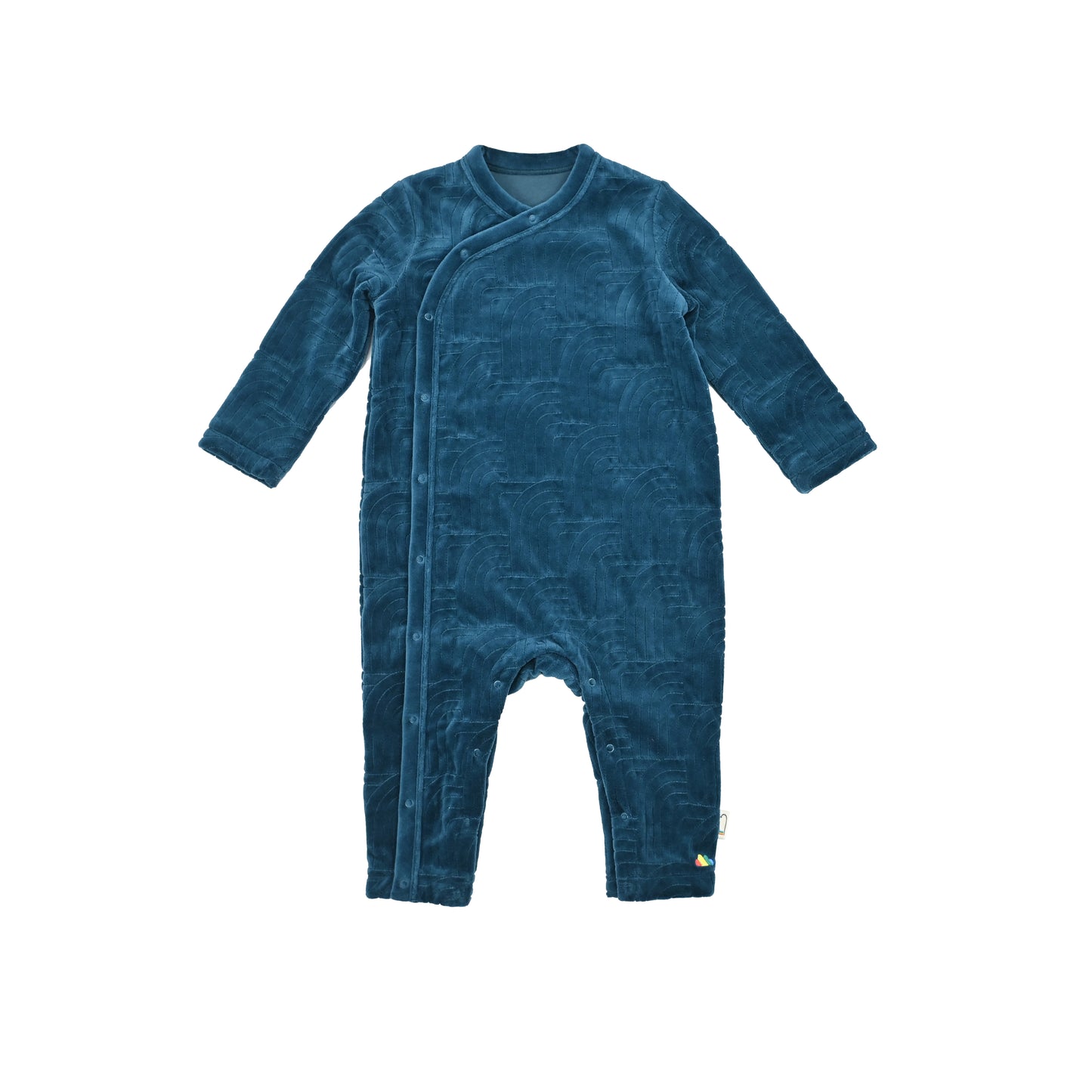 BABY VELOUR RAINBOW EMBROIDERED SIDE BUTTON PLAYSUIT