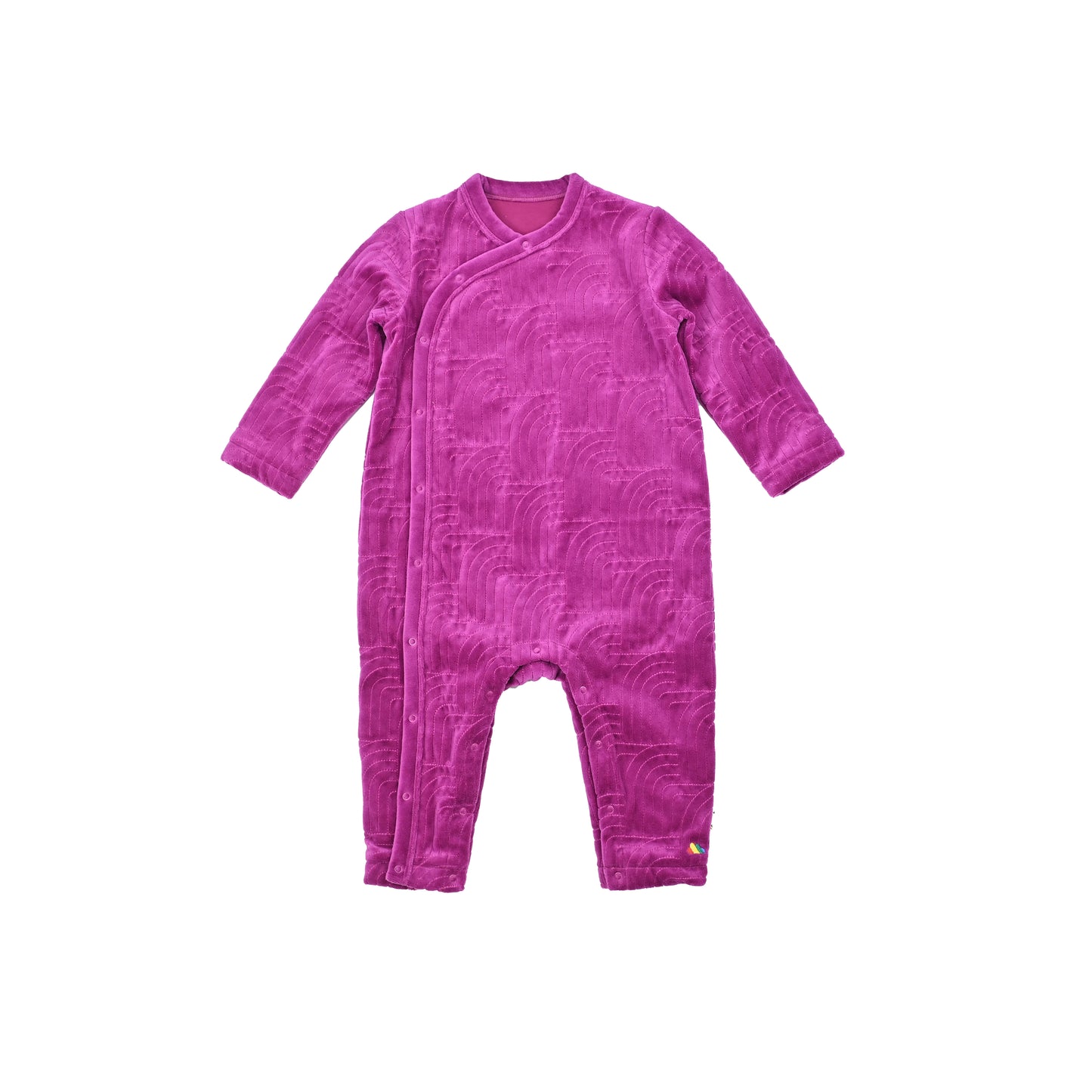 BABY VELOUR RAINBOW EMBROIDERED SIDE BUTTON PLAYSUIT