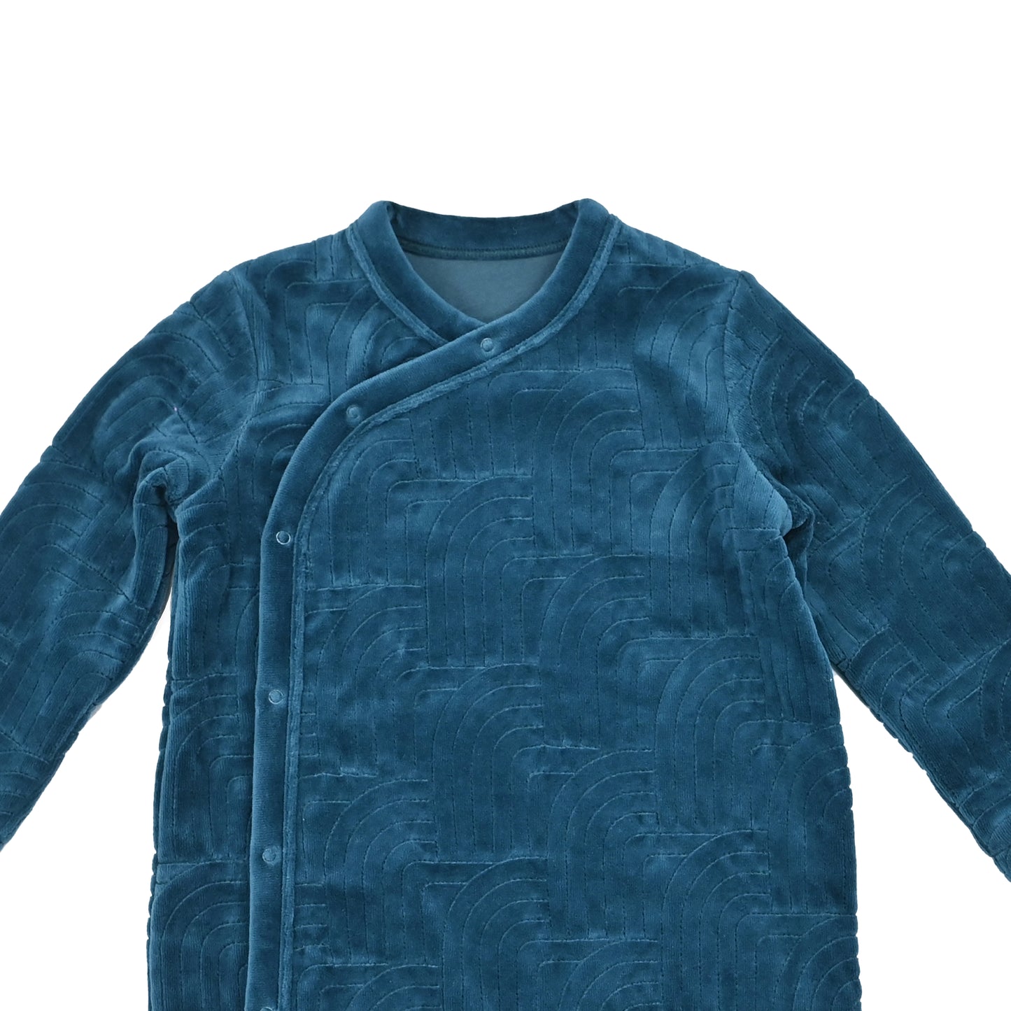 BABY VELOUR RAINBOW EMBROIDERED SIDE BUTTON PLAYSUIT