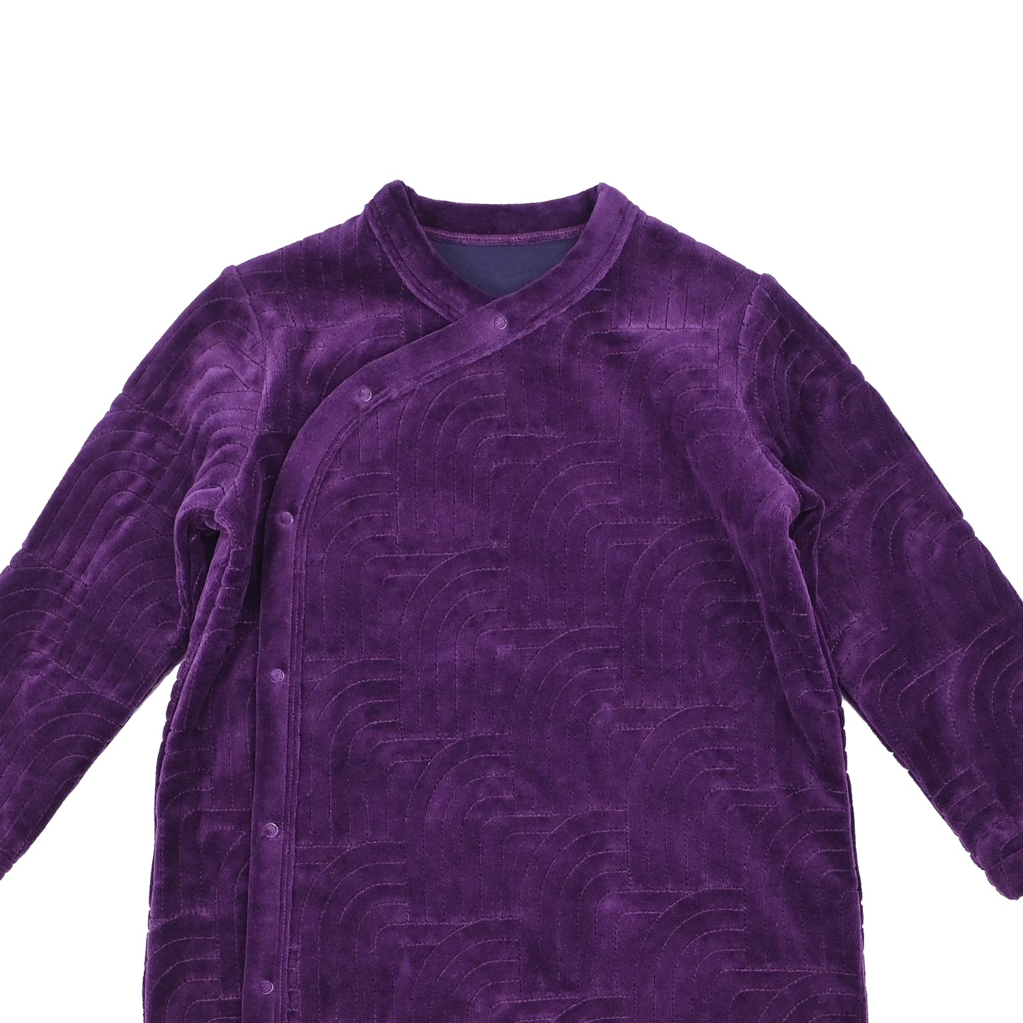 BABY VELOUR RAINBOW EMBROIDERED SIDE BUTTON PLAYSUIT