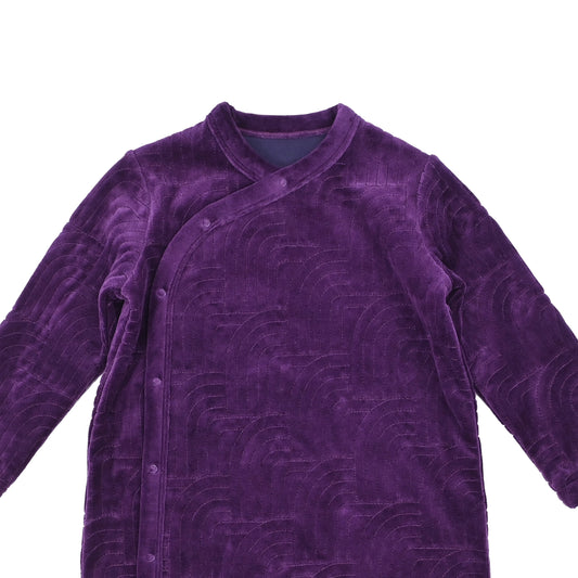 BABY VELOUR RAINBOW EMBROIDERED SIDE BUTTON PLAYSUIT