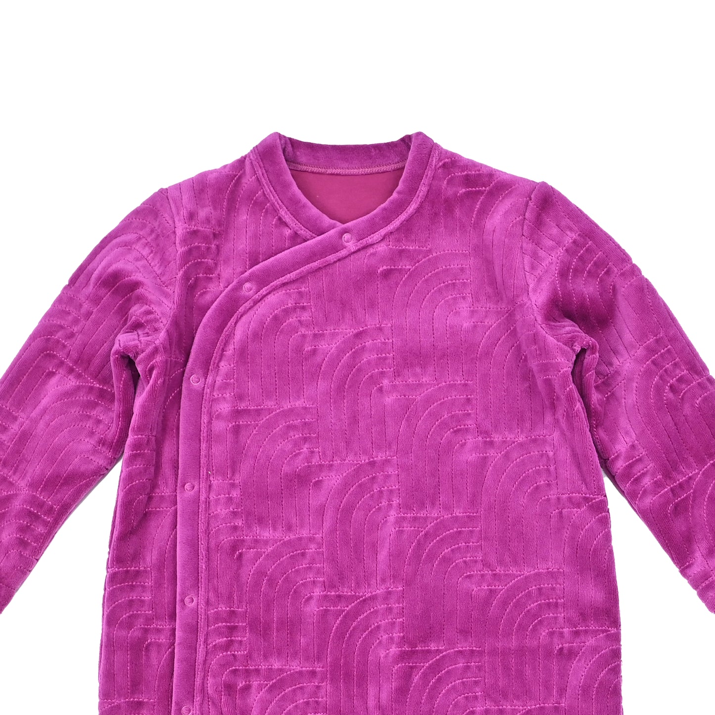 BABY VELOUR RAINBOW EMBROIDERED SIDE BUTTON PLAYSUIT