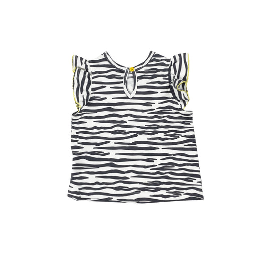 BABY ZEBRA PRINT FRILL SLEEVE TOP