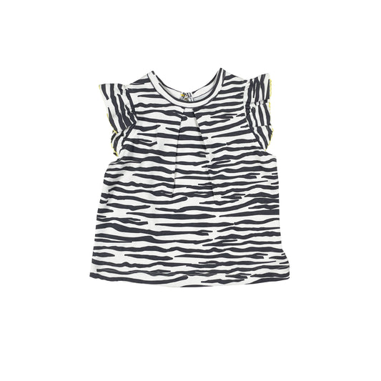 BABY ZEBRA PRINT FRILL SLEEVE TOP