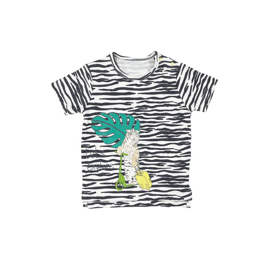 KIDS LET'S EXPLORE ZEBRA PRINT T-SHIRT