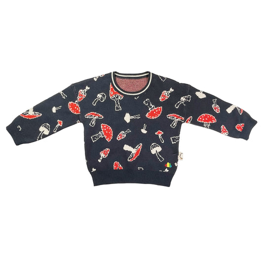 KIDS RED MUSHROOM LONG-SLEEVES SWEATER