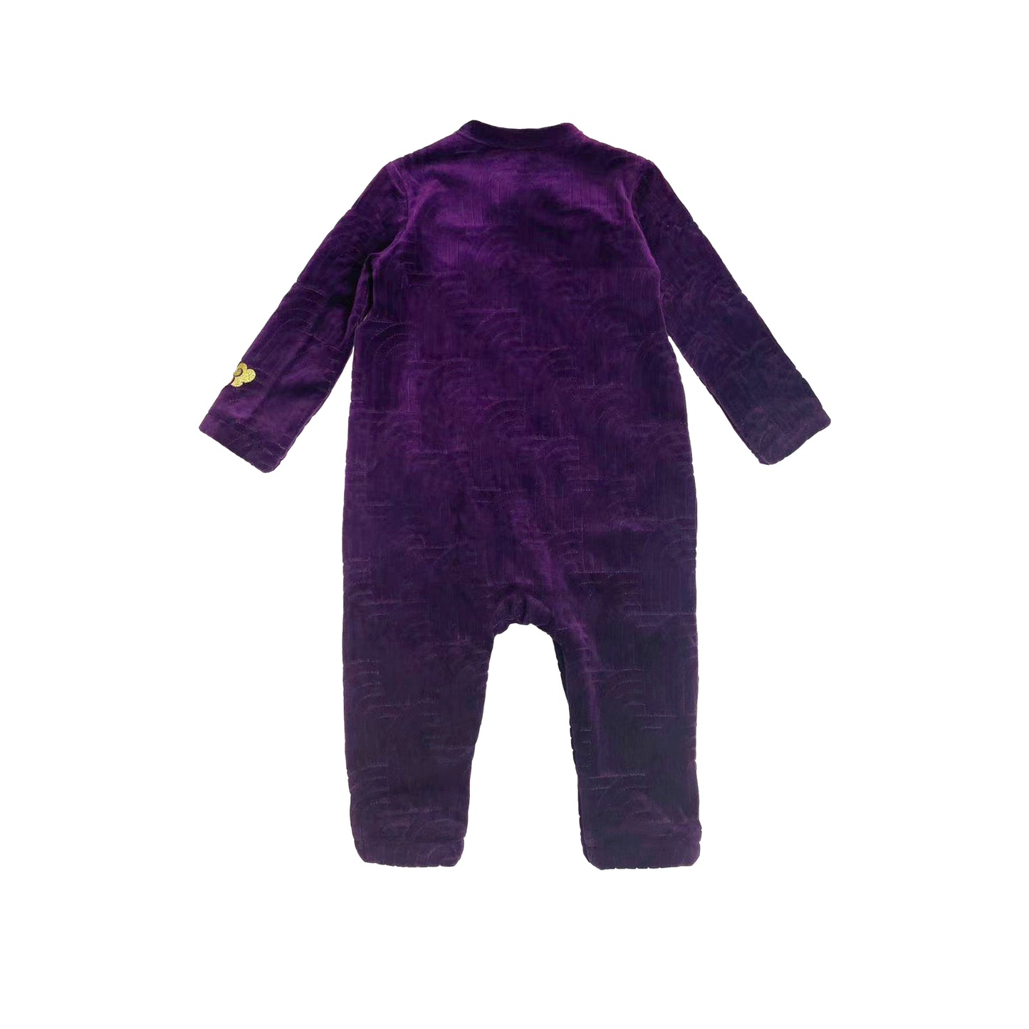 BABY PURPLE VELOUR LUCKY PRINT SIDE BUTTON PLAYSUIT