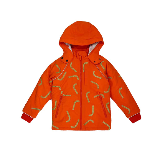 男童裝/女童裝有機棉 - 橙紅色r標誌性圖案長袖外套