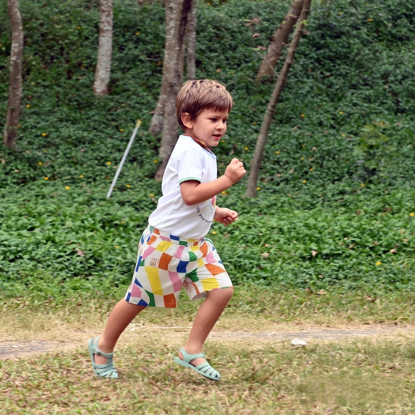 KIDS' RAINBOW GEOMETRIC  ELASTIC WAIST SHORTS