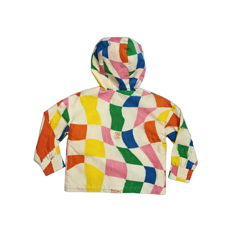 KIDS' RAINBOW GEOMETRIC LONG SLEEVE HOODED JACKET