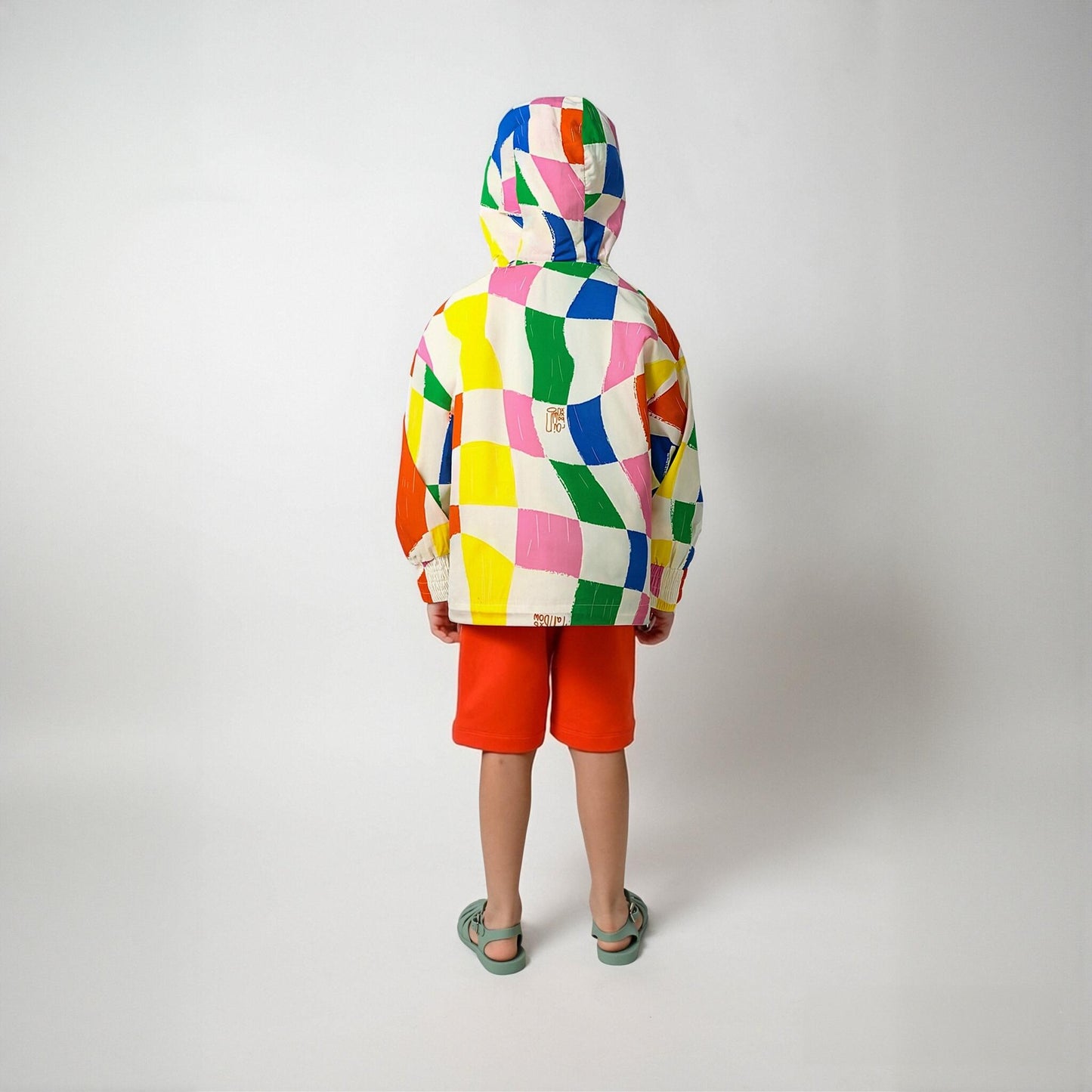 KIDS' RAINBOW GEOMETRIC LONG SLEEVE HOODED JACKET