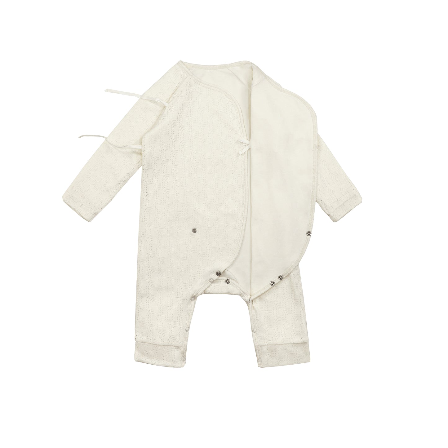 BABY SIGNATURE POINTELLE DOUBLE LAYER LONG-SLEEVES PLAYSUIT