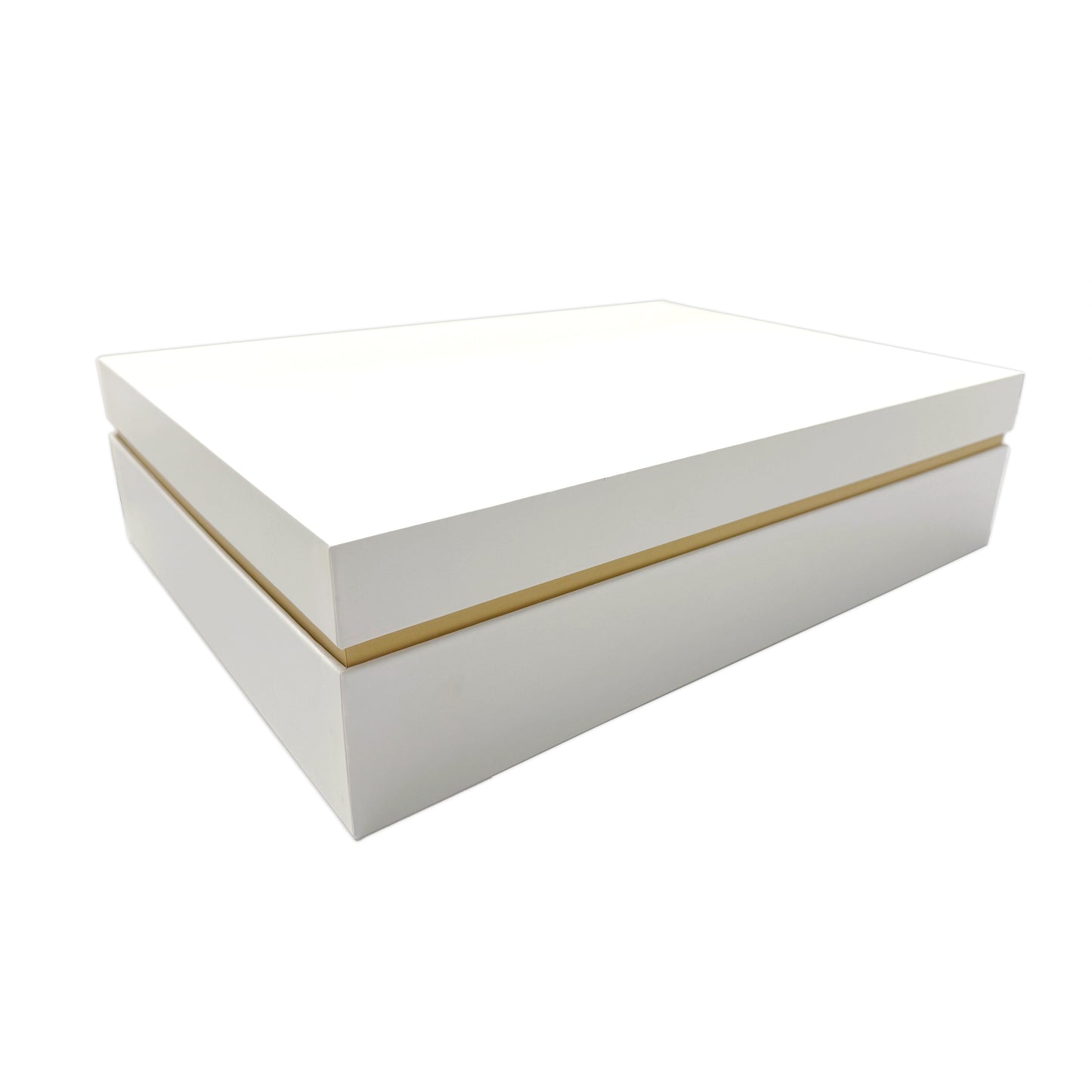 PEARL WHITE AND COFFEE-COLORED RIBBON RECTANGULAR GIFT BOX