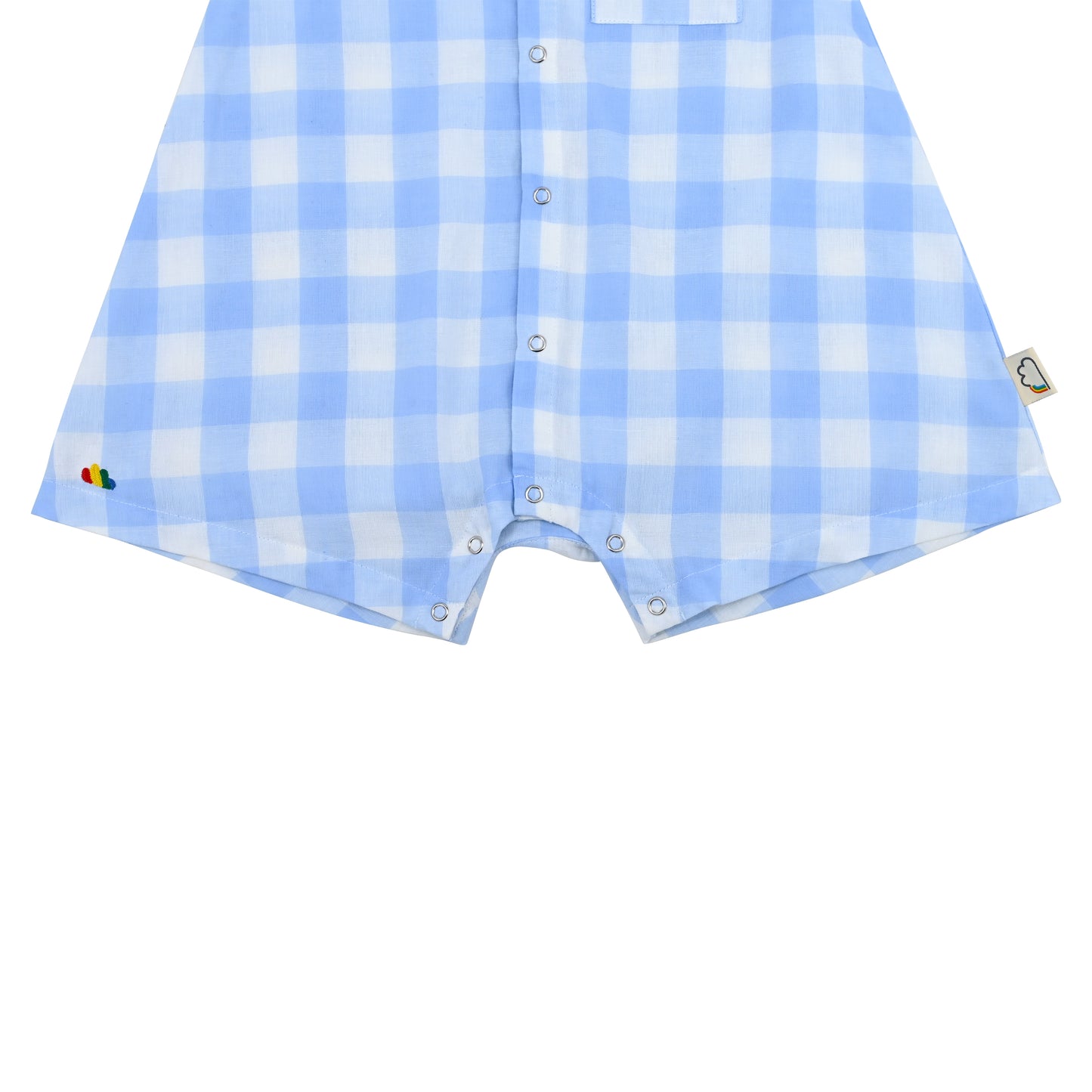 BABY BLUE CHECK PRINT SLEEVE-LESS PLAYSUIT