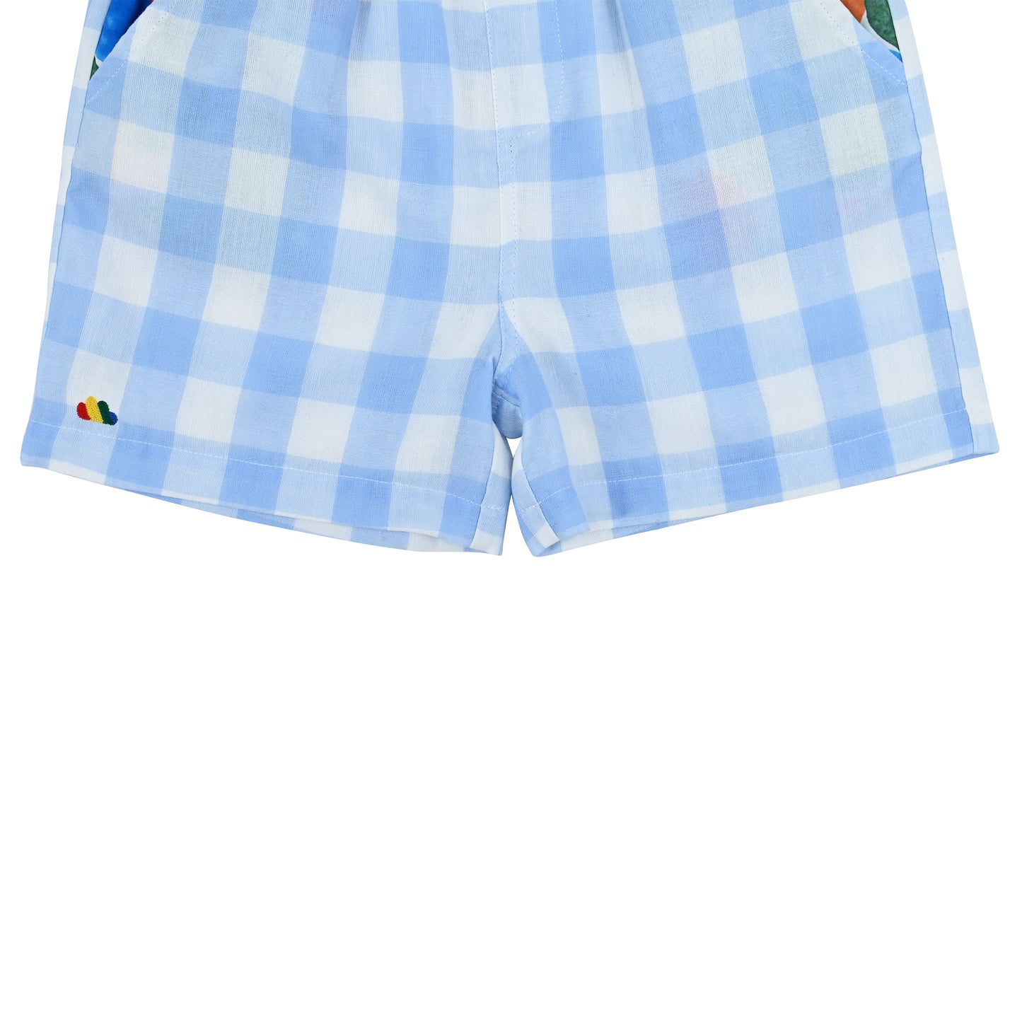 童裝BB衫/男童裝 - 藍色大方格格紋印花短褲