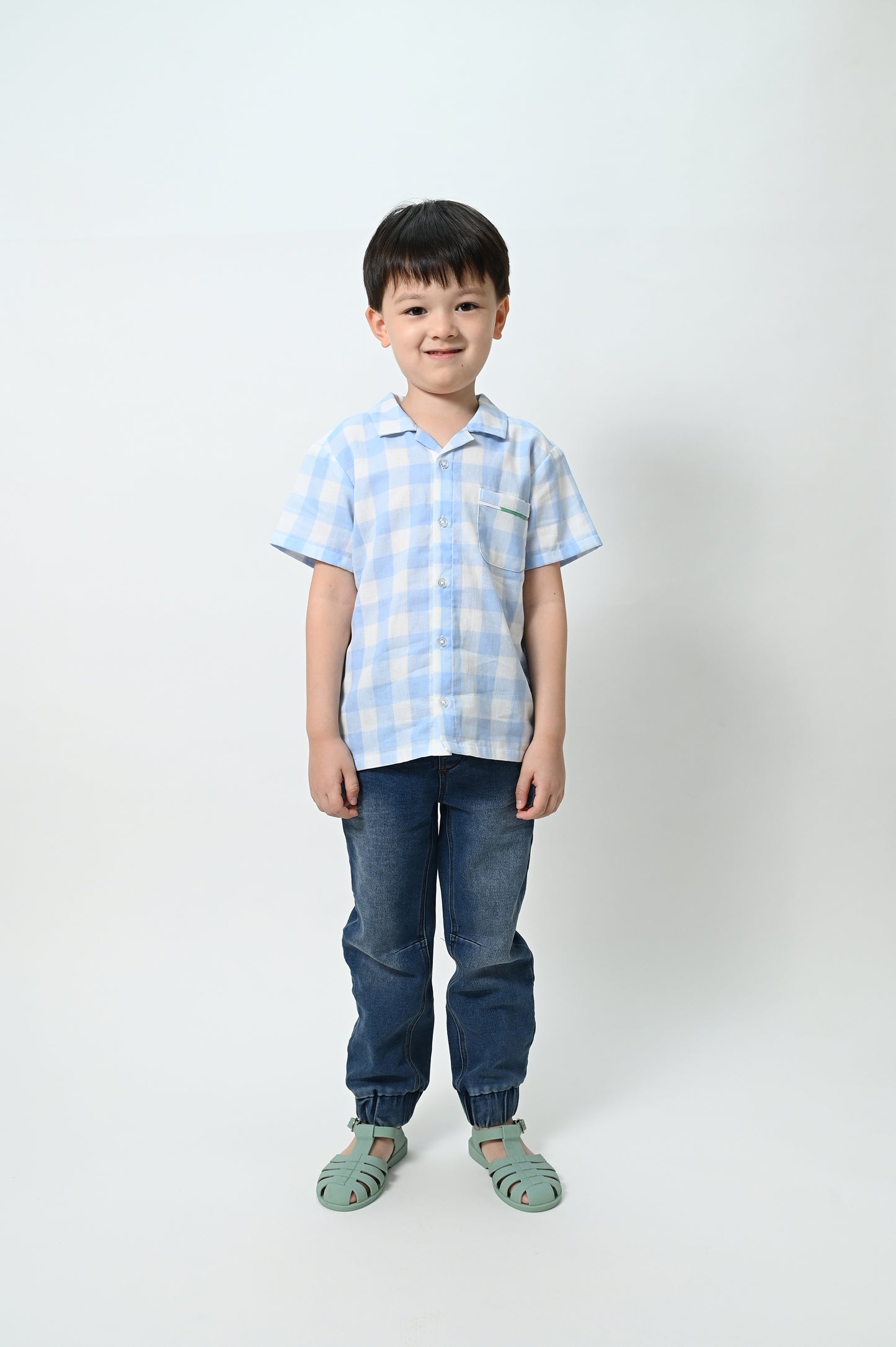 KIDS BLUE CHECK SHORT-SLEEVE SHIRT