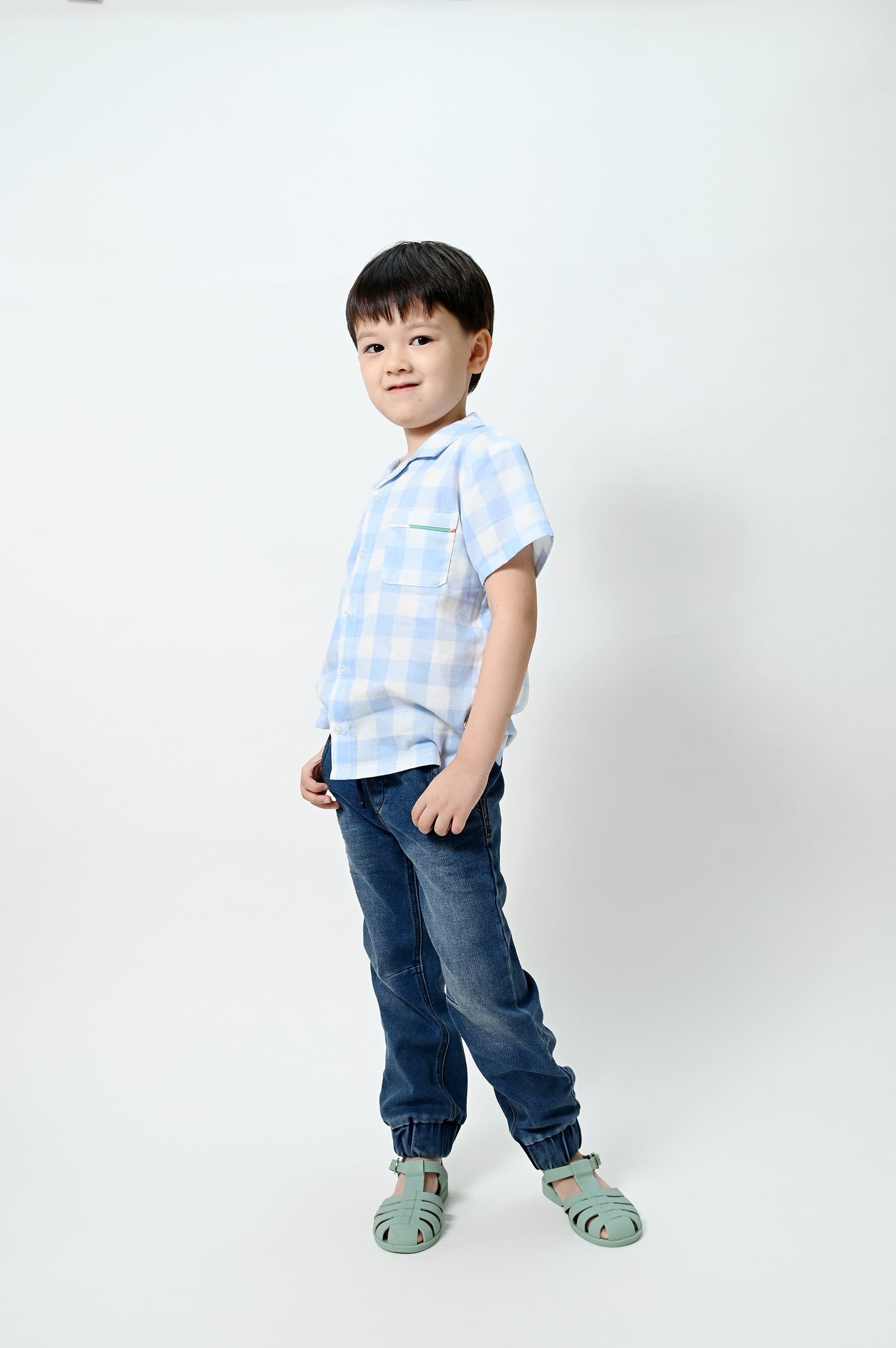 KIDS BLUE CHECK SHORT-SLEEVE SHIRT