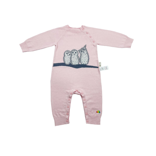 BABY PINK OWL PRINT PULL OVER PLAYSUIT
