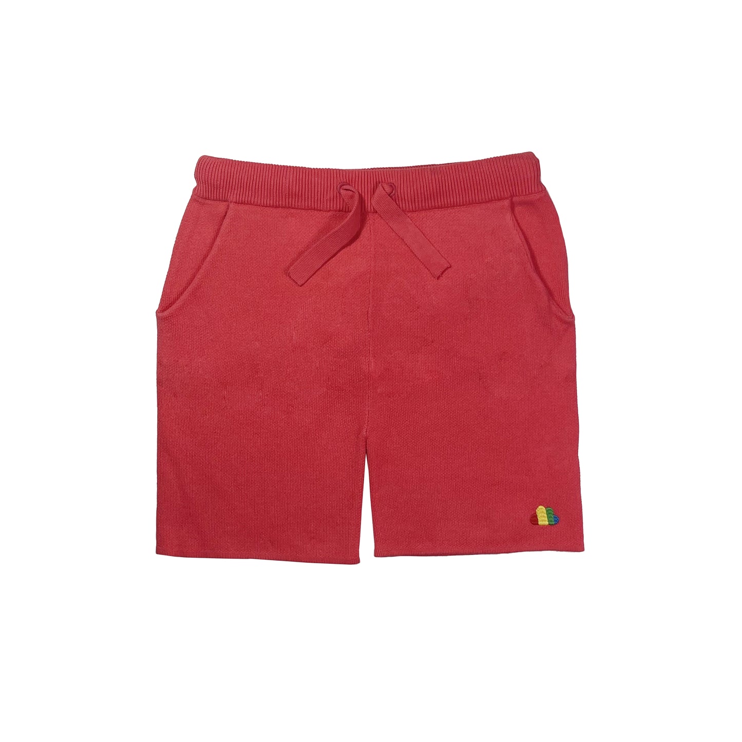 男童裝/女童裝有機棉 - 紅色針織短褲