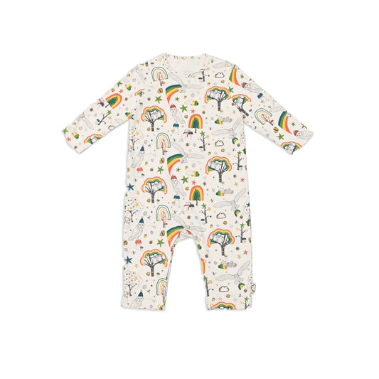 BABY OWL PRINT PULL OVER LONG-SLEEVES PLAYSUIT