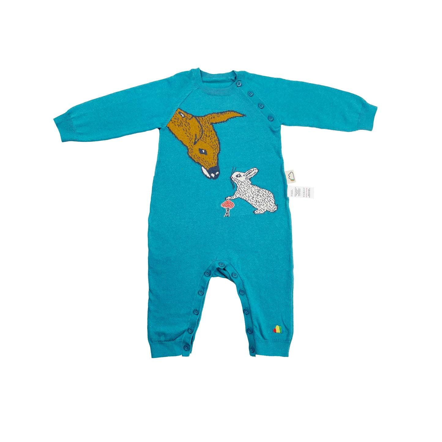 BABY DEER+RABBIT LONG-SLEEVES BUTTON PLAYSUIT