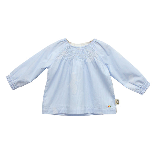 嬰兒服裝 - 女嬰童淺藍蜜蜂圖案長袖上衣+包屁褲