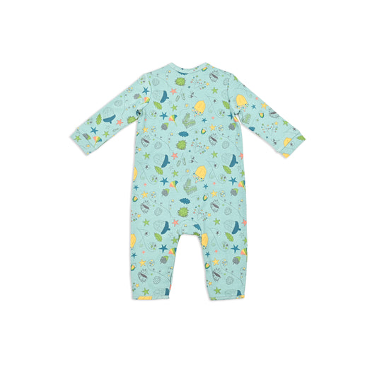 BABY ACORN PRINT BUTTON LONG-SLEEVES PLAYSUIT