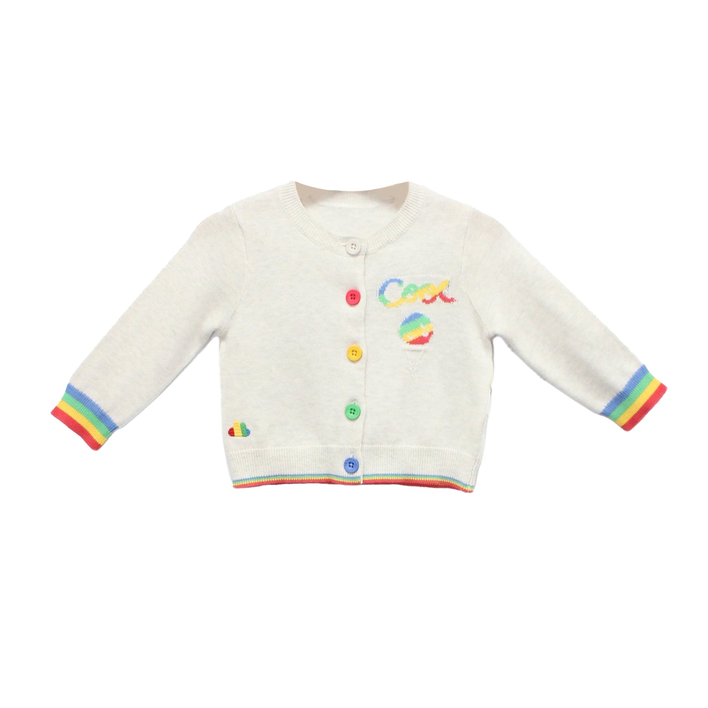 童裝BB衫有機棉 - 字母系列彩虹鈕扣長袖外套