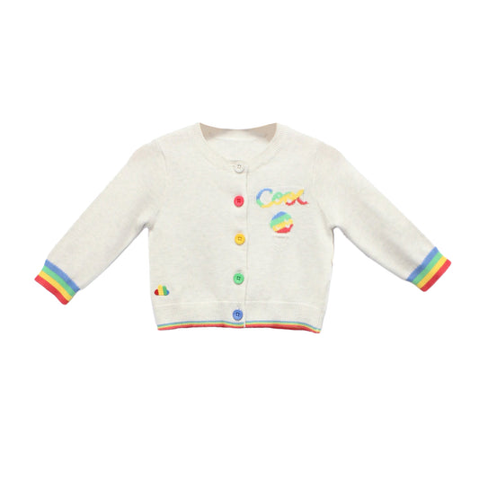 男童裝/女童裝有機棉 - 字母系列彩虹鈕扣長袖外套