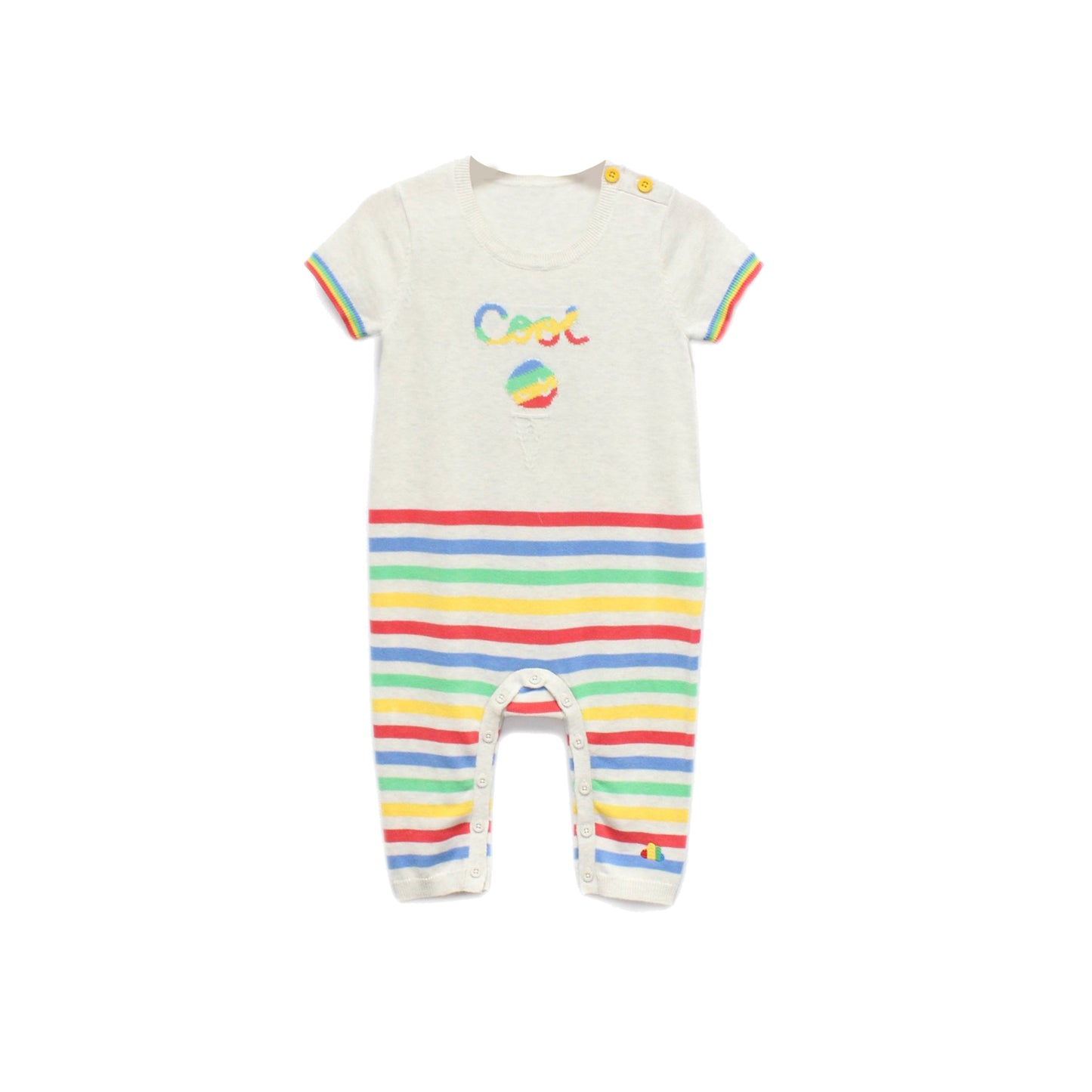 童裝BB衫有機棉 - 字母系列彩虹橫間短袖連體衣