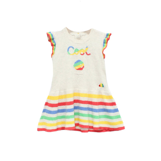 女童裝有機棉 - 字母系列彩虹無袖針織連衣裙