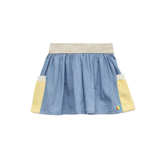 BABY CHAMBRAY SKIRT WITH YELLOW KNIT TRIM