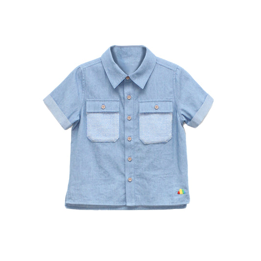 KIDS CHAMBRAY SHORT-SLEEVES SHIRTS