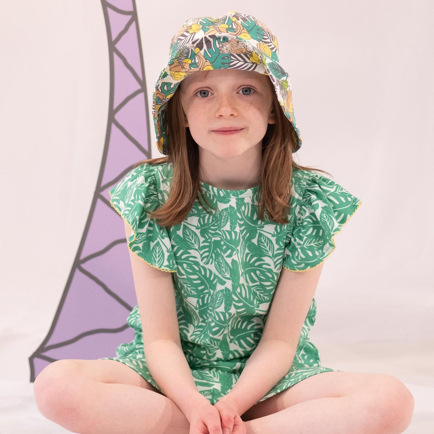 童裝有機棉配飾 - 森林印花太陽帽
