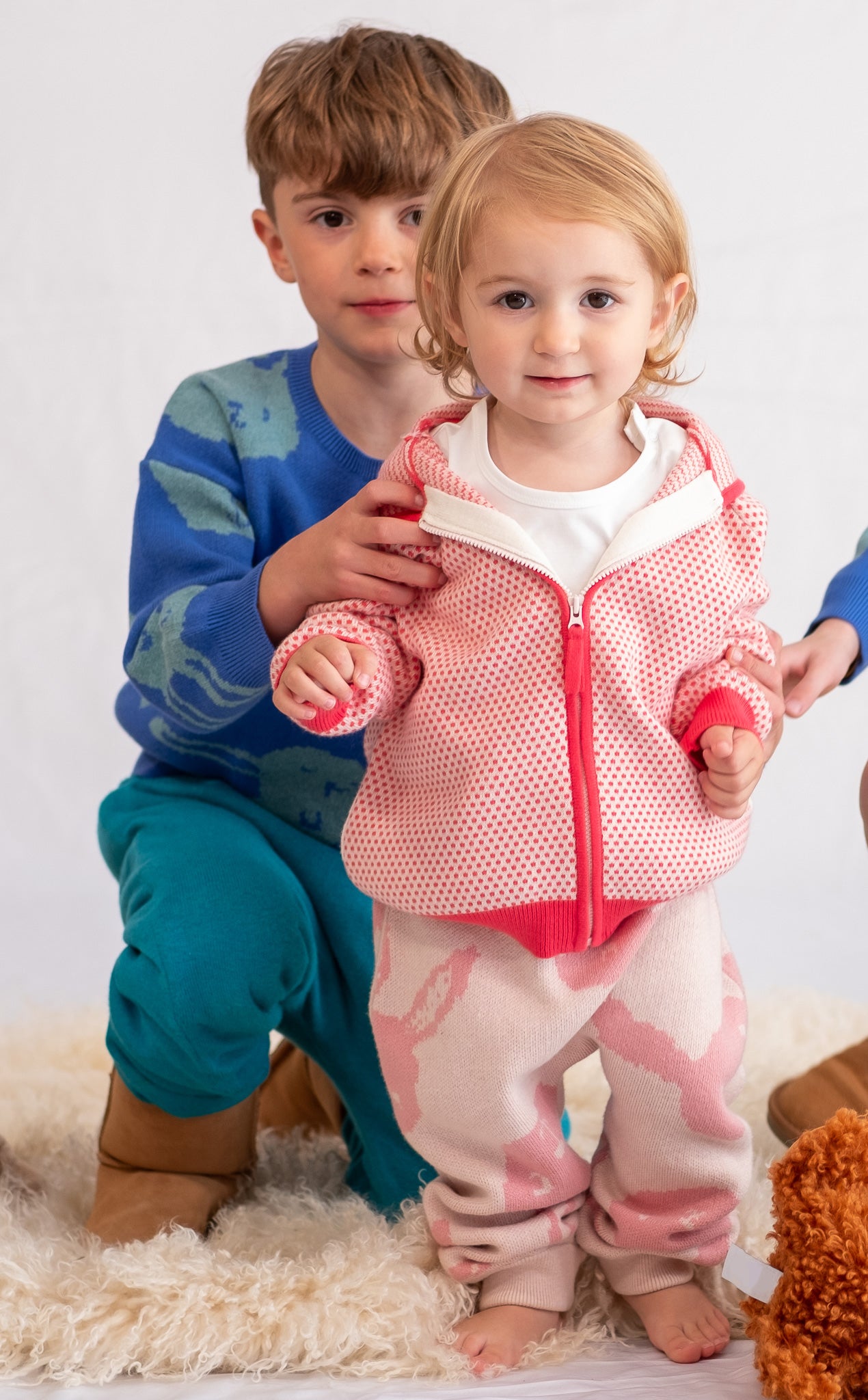 嬰兒服裝 - 嬰童彩虹系列假耳朵拉鍊長袖外套