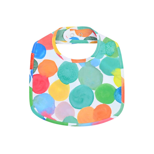 嬰兒有機棉配飾-彩色波波印花口水肩
