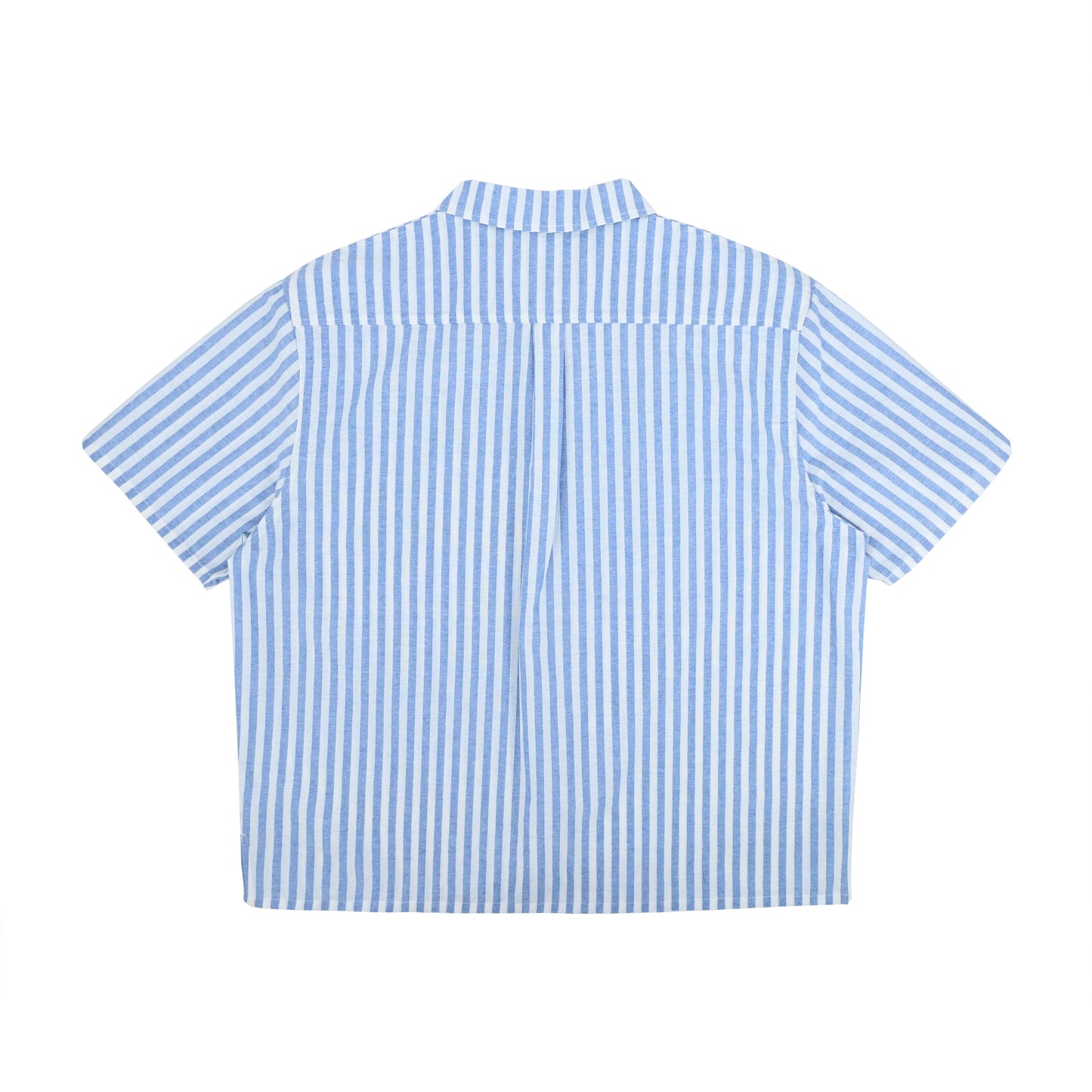 親子裝 - 成人深藍色橫間印花短袖恤衫