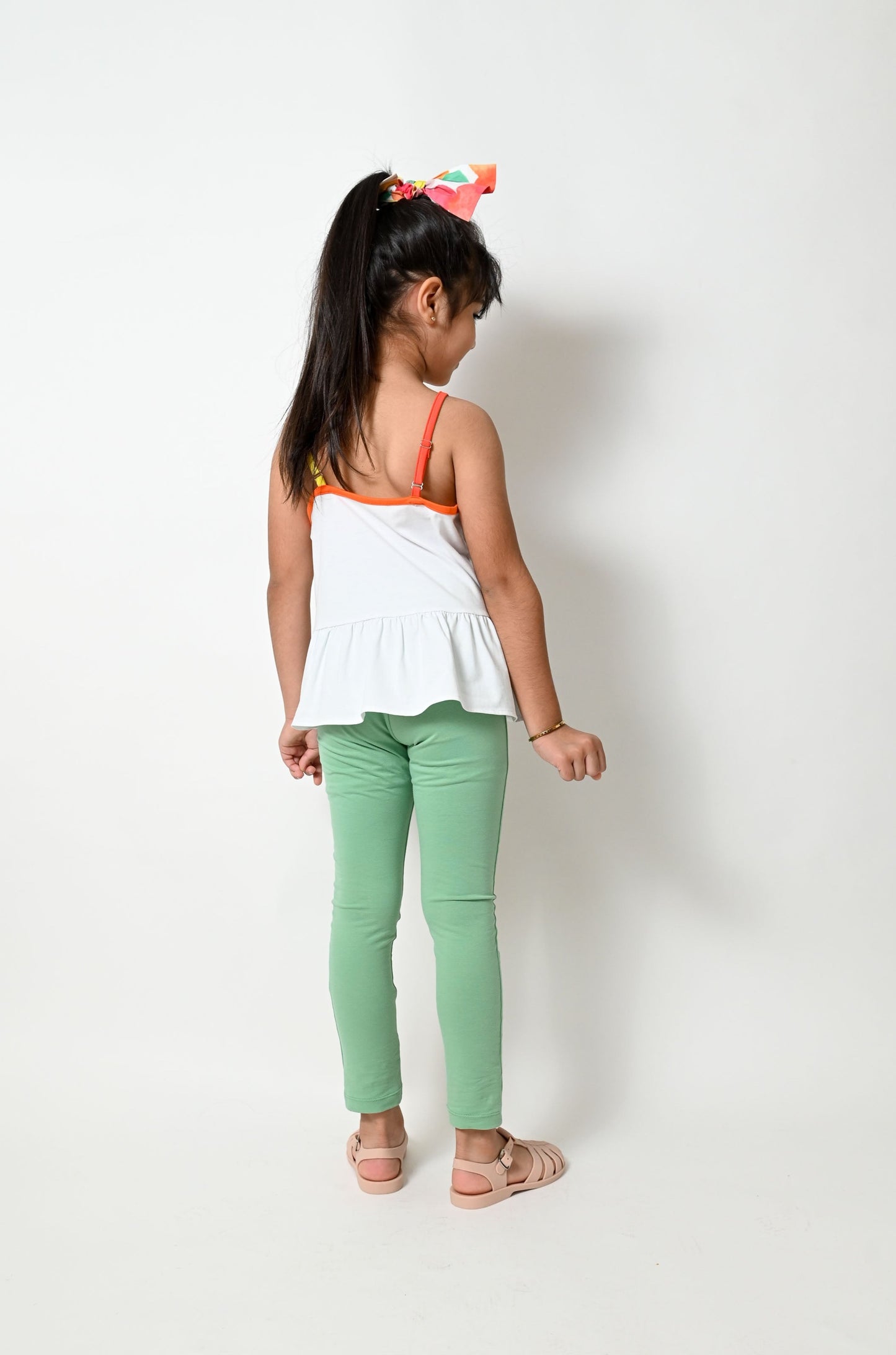 童裝有機棉-牛油果綠色貼身長褲