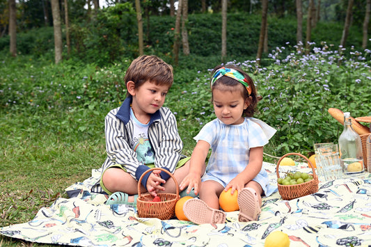童裝有機棉配飾 - 花園印花防水野餐墊