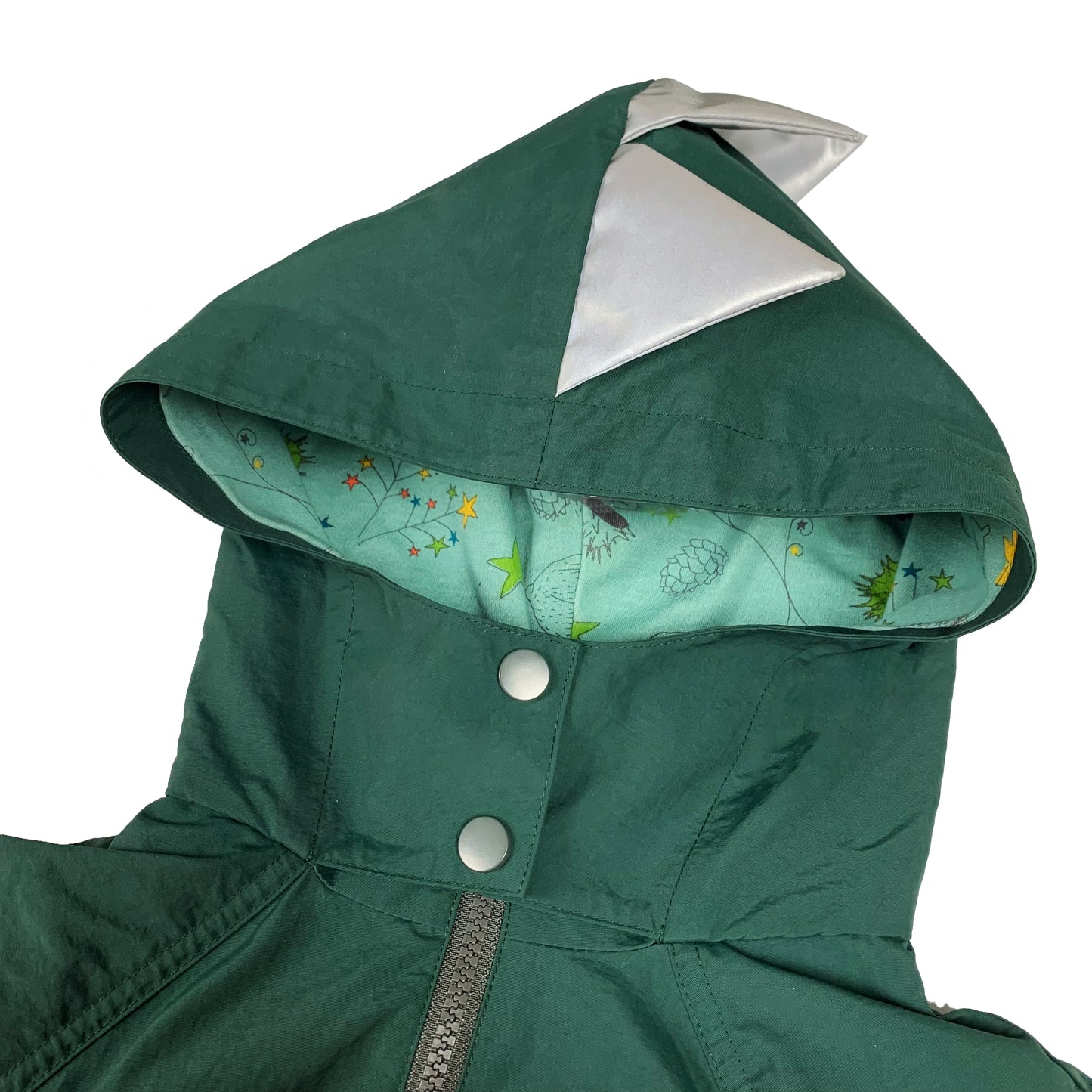 童裝 - 綠色恐龍背心可拆式衝鋒衣