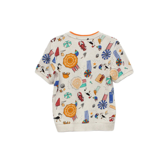 KIDS BEACH PRINT SHORT-SLEEVES TOP