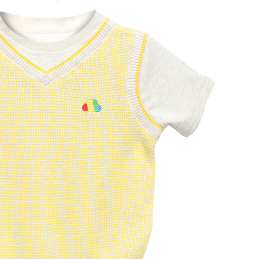 嬰兒衣服 - 灰黃色針織V領上衣