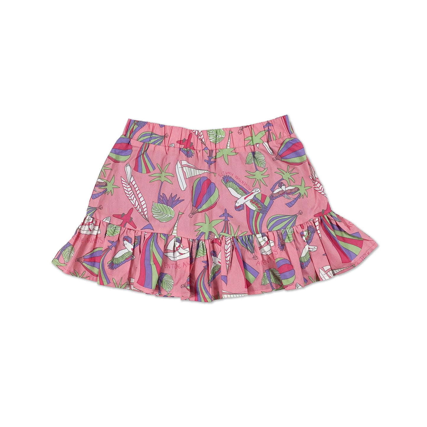 KIDS PARROT PRINT FRILL HEM SKORT