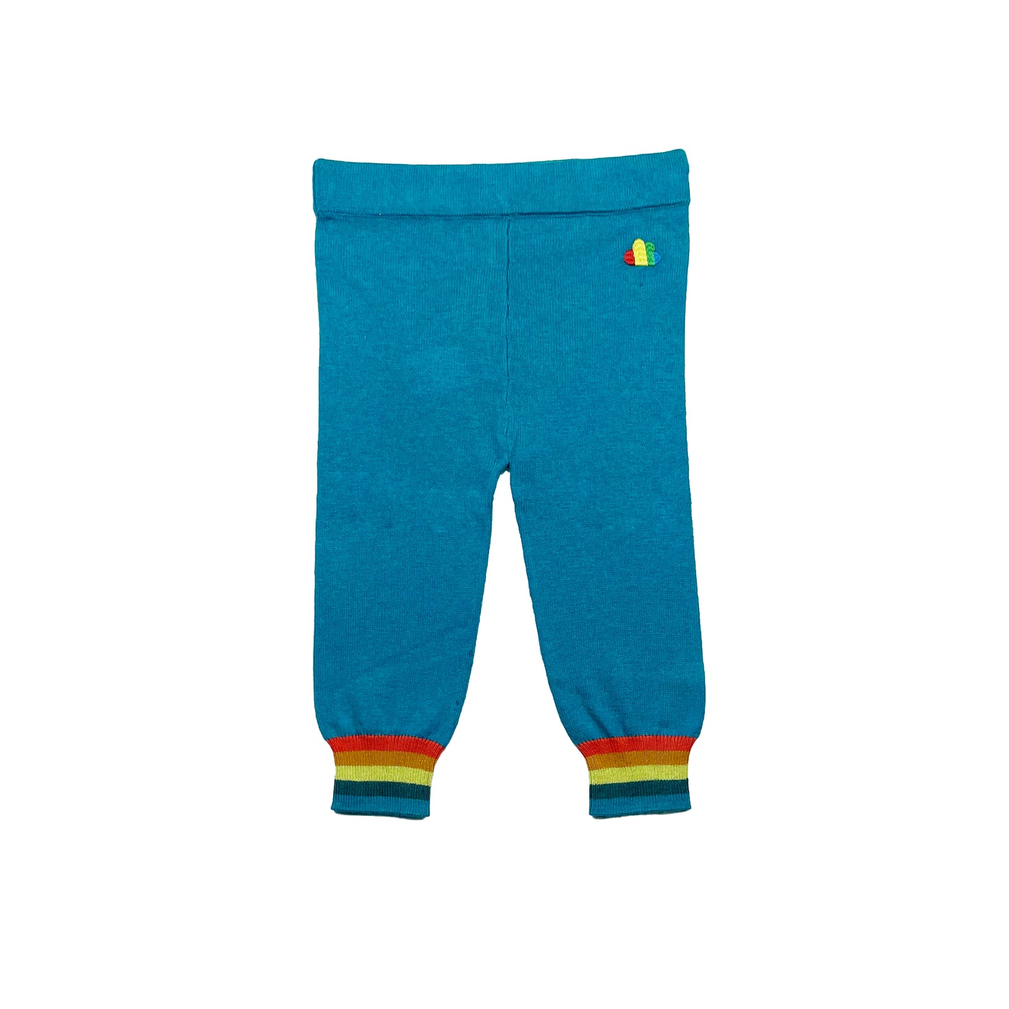 嬰兒服裝 - 彩藍色羊絨混棉針織長褲