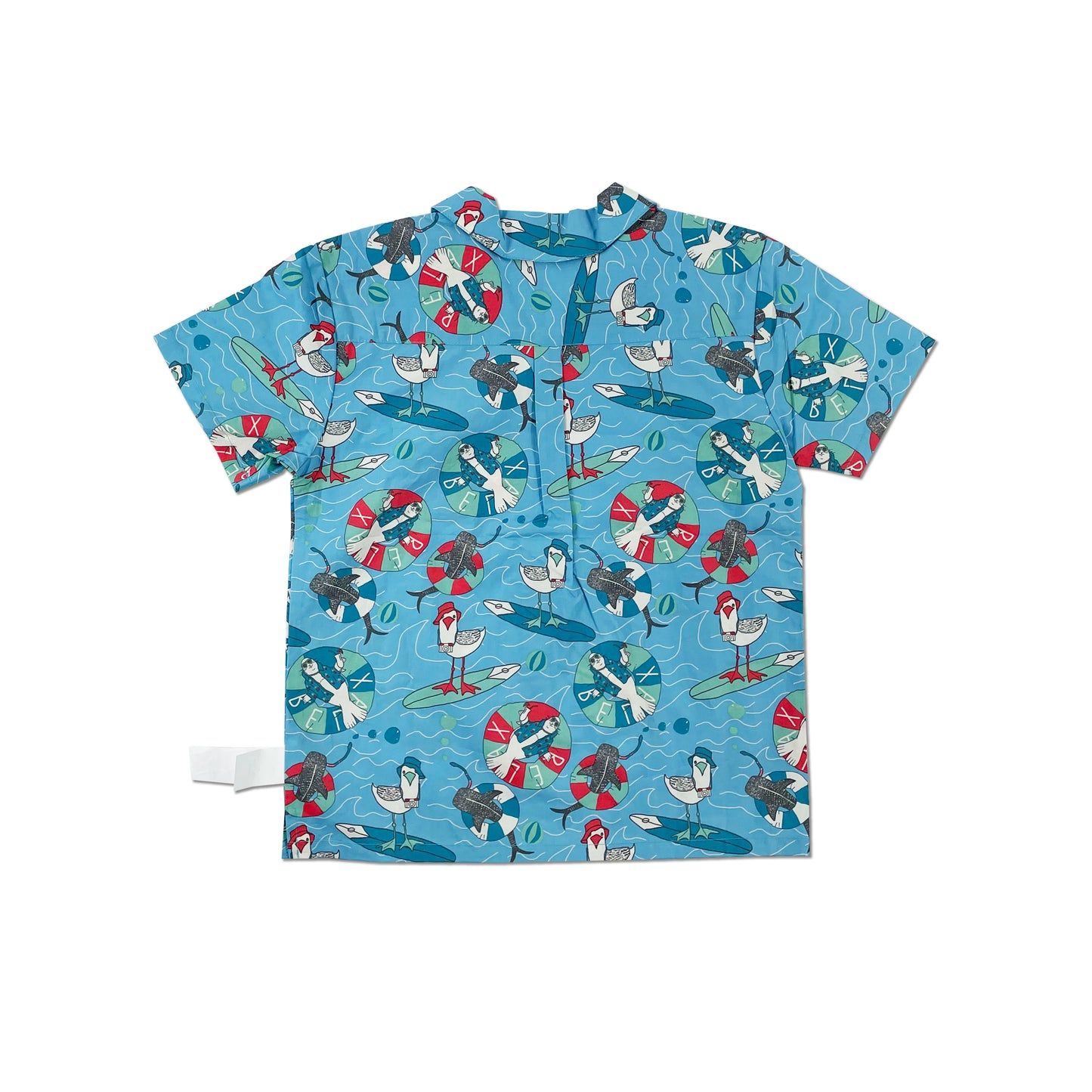 親子裝｜男童裝有機棉 - 海藍海鷗印花短袖恤衫