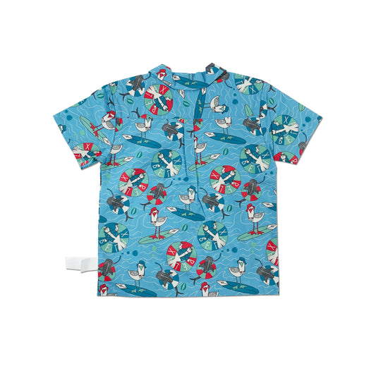 KIDS SEAL PRINT HALF BUTTON SHIRT