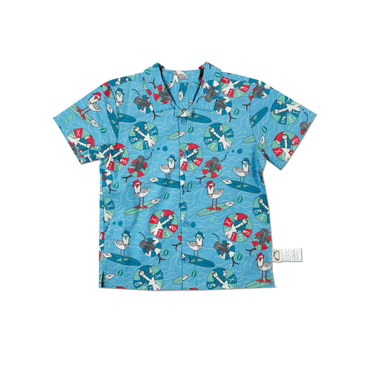 KIDS SEAL PRINT HALF BUTTON SHIRT